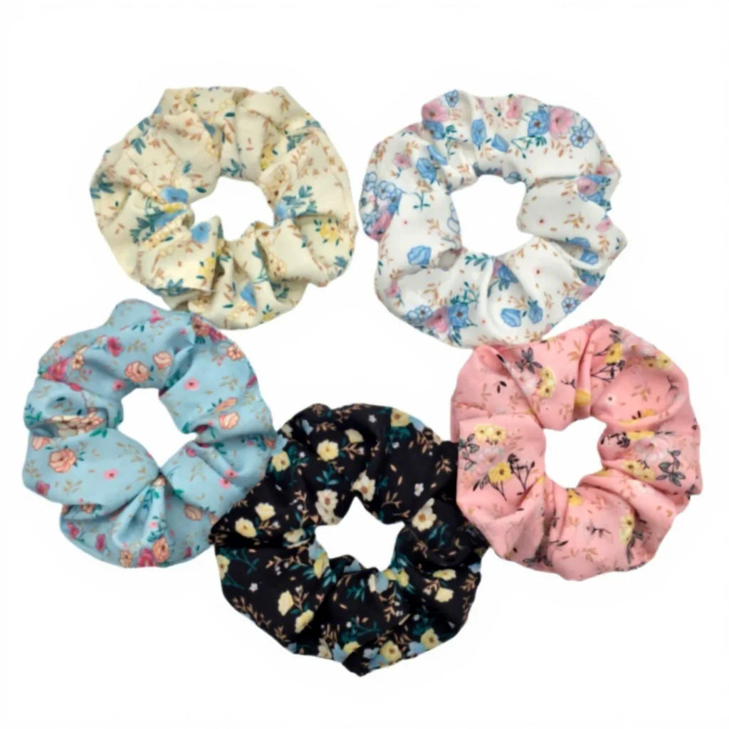Mommy and Me Scrunchies Cute Girls Plaid Gingham Elastic Hair Band Ties Women Floral Daisy Printed Flower Scrunchie for Kids