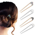 Alloy U-Shaped Hair Pins and Clips Vintage Gold & Silver Marble Design French Hair Accessories for Women & Girls