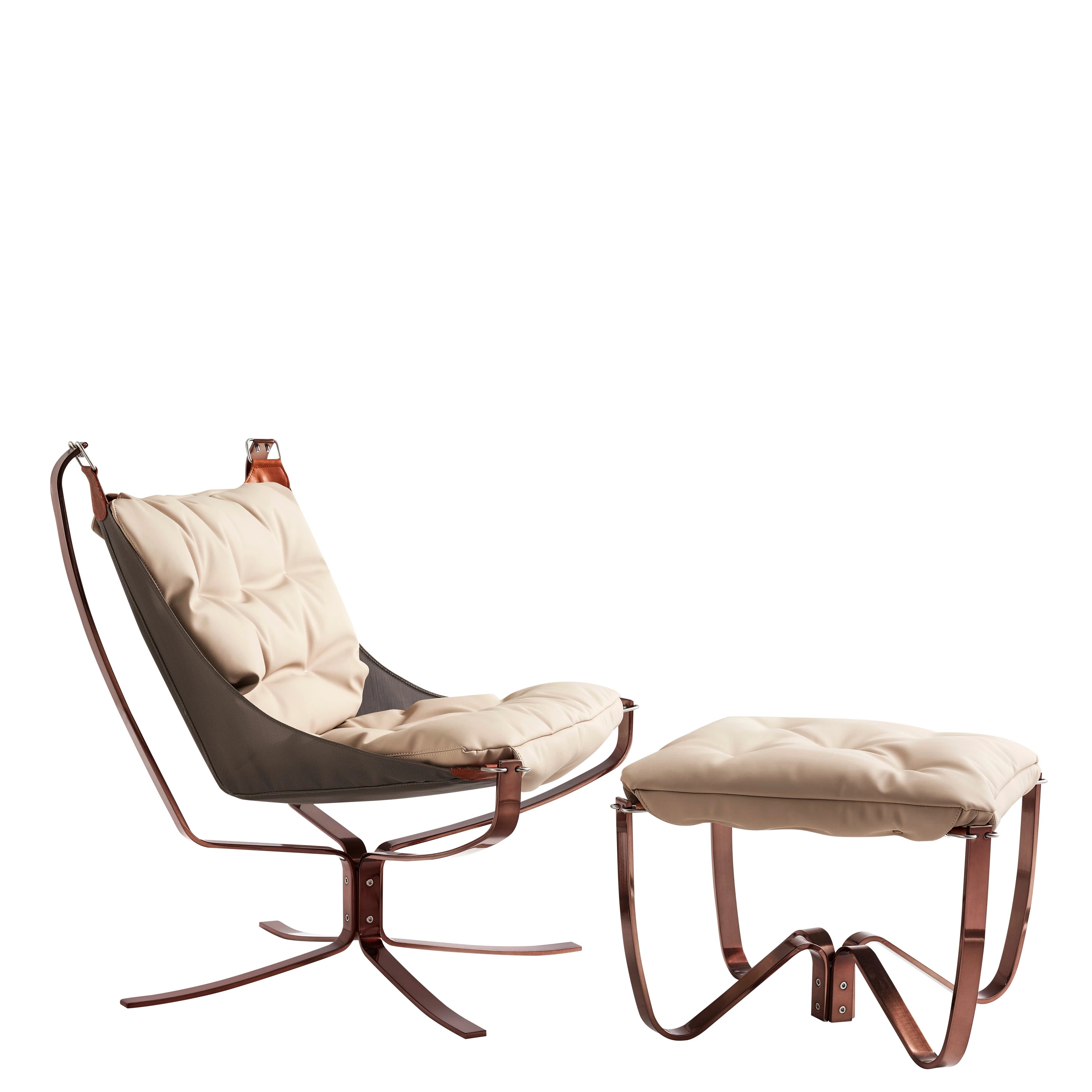 Leather Lounge Chair Modern Furniture Stainless Steel Home Furniture Living Room Carton Packing Furniture Beige