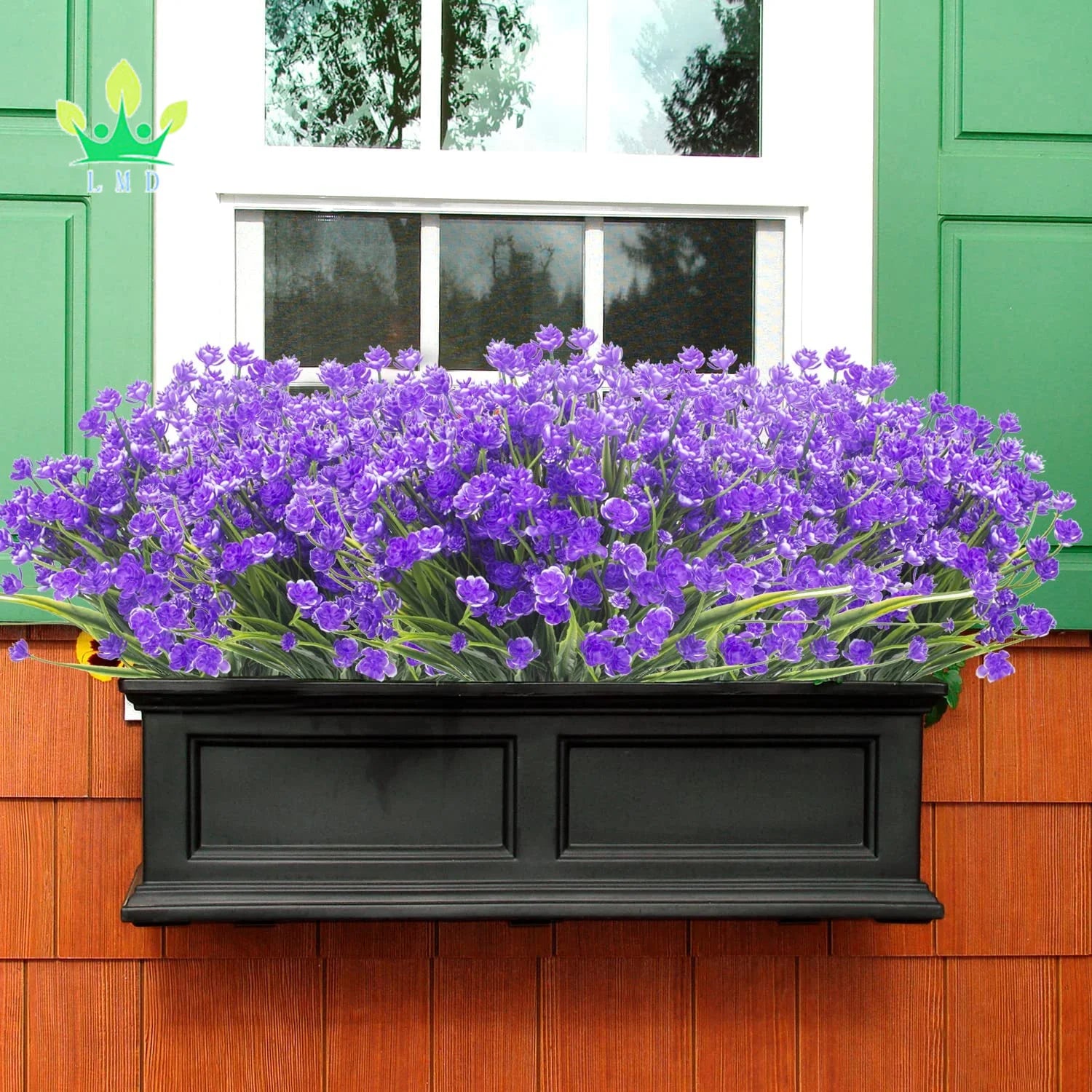 Artificial Purple Flowers 12 Bundles Outdoor Greenery Shrubs Plants Indoor Outside Hanging Planter Home Garden Decor