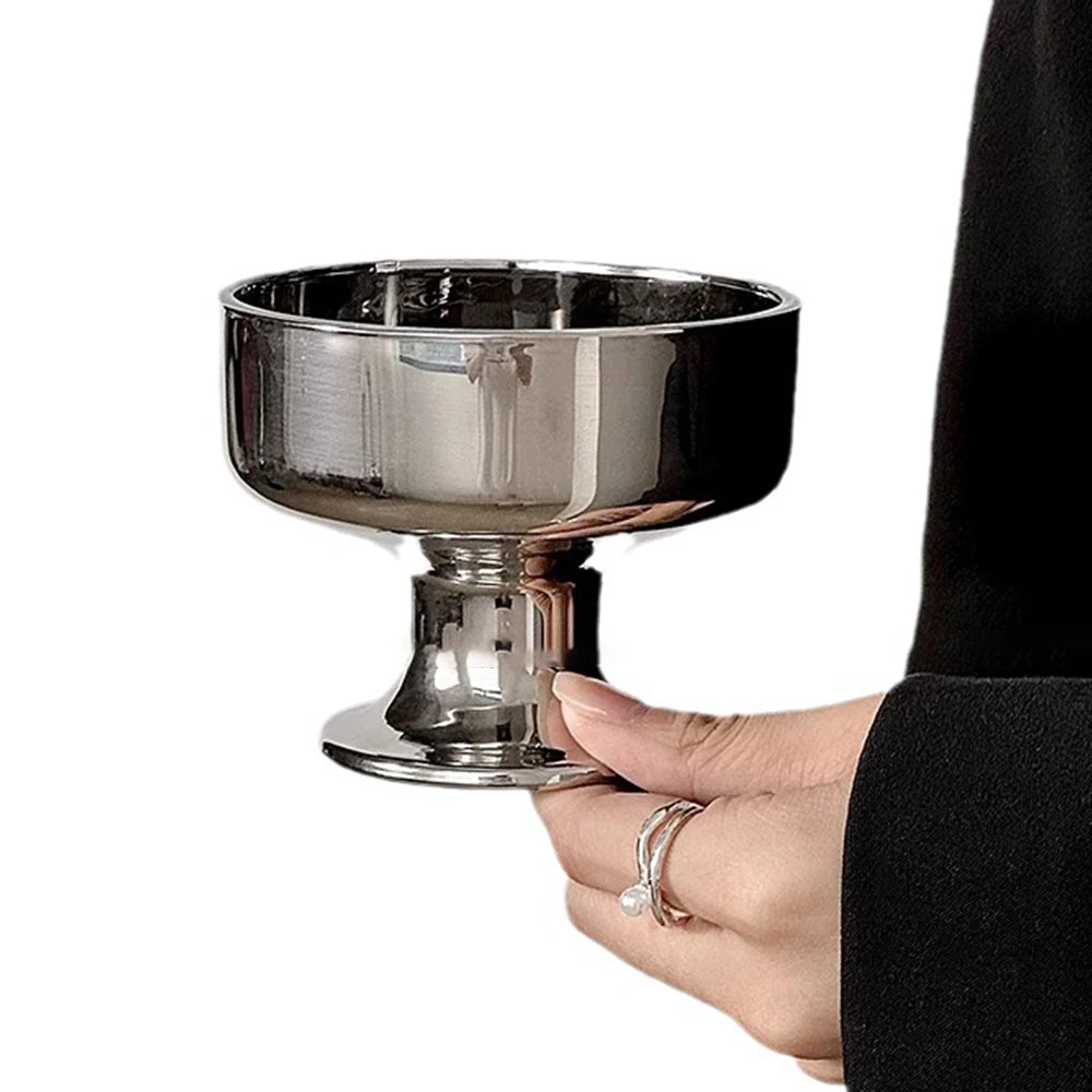 Ice Cream Milkshake Milk Beer Glass Transparent Dessert Bowl High-end Glass Cup High-heeled Cup Household Ice Cream