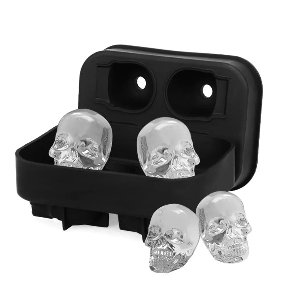 Hot Sell Large Whisky Ice Cube Molds  Skeleton Shape Ice Maker Cubes Flexible Silicone Ice Cube Tray with Lid
