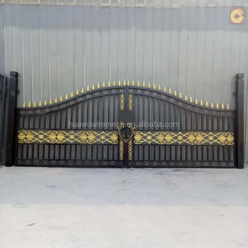 Modern Wrought Iron Fence Gate with Heat Treated Construction Powder Coated Finish Customizable Size for Construction Sites