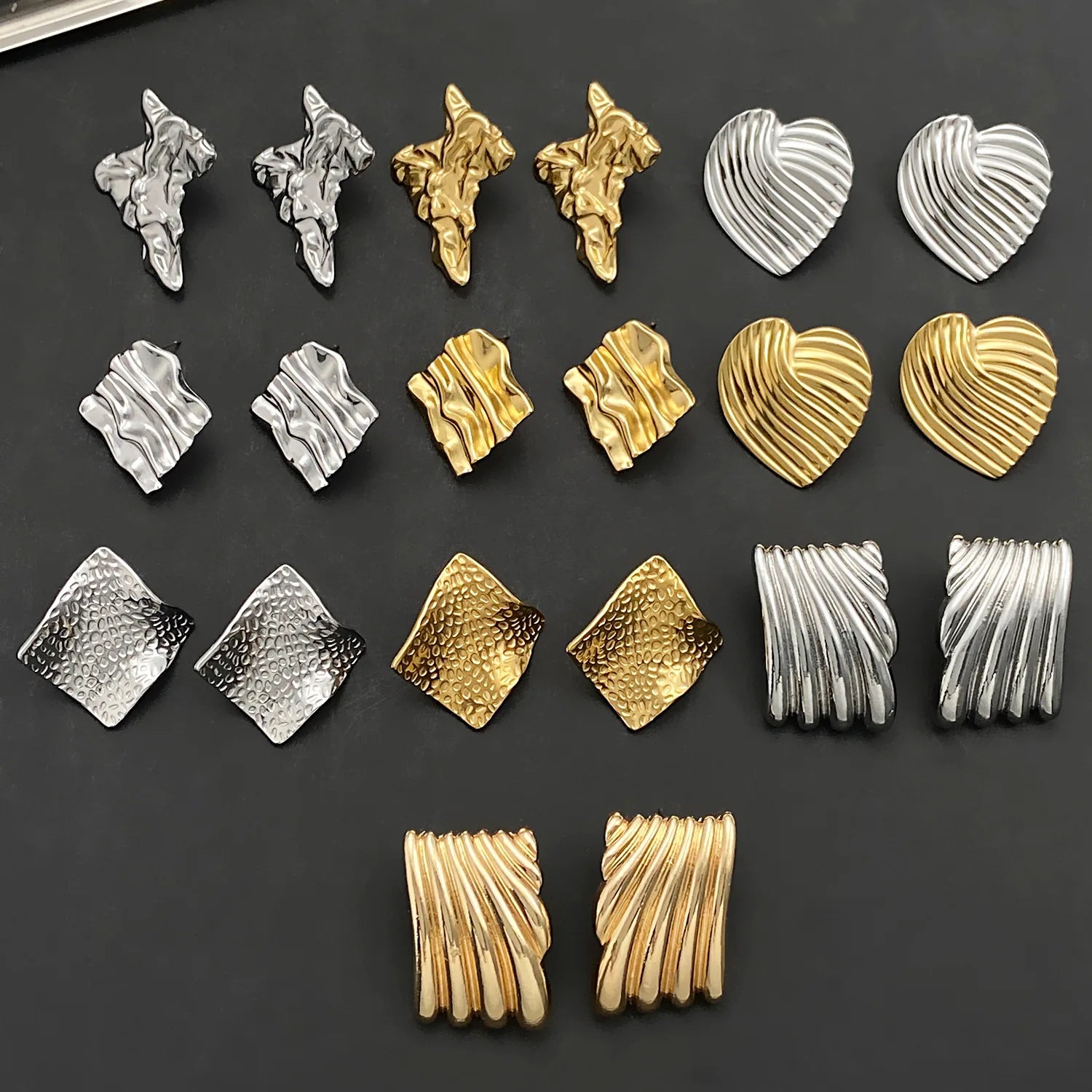 18K Gold-Plated Women's Stud Earrings Fashionable Geometric Design Stainless Steel Jewelry Accessory Trendy Gift