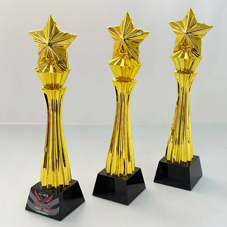 Gold Silver Bronze Resin Star Optical Crystal Glass Trophy Awards MH-NJ0498