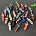 Wholesale Mixed Aura Quartz Natural Crystal Hexagon Point Double Pointed Necklace Pendant for DIY Jewelry Making