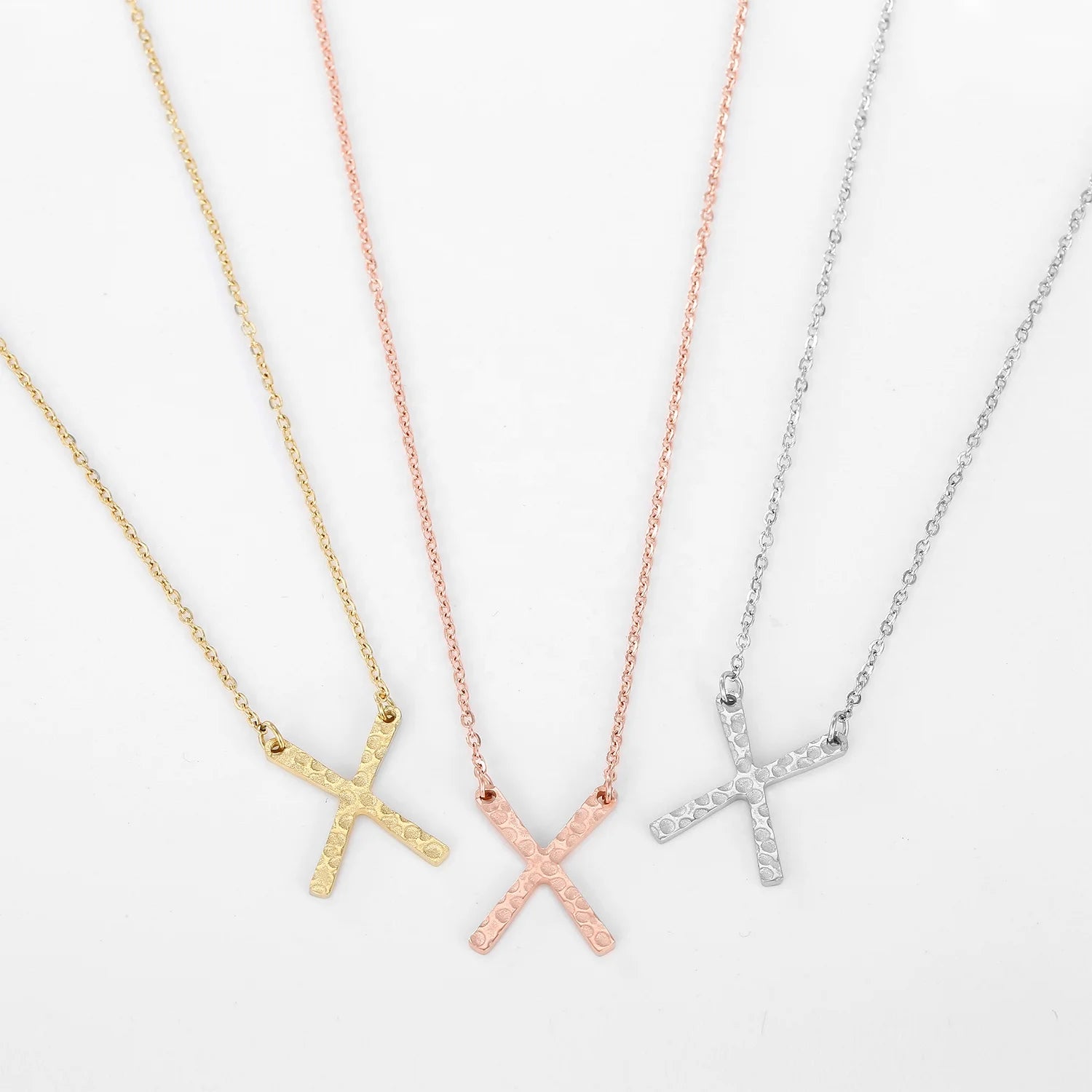 EManco Stylish X Shape Pendant Necklace Simple Fashion Jewelry Stainless Steel Necklace for Women Trendy Decoration