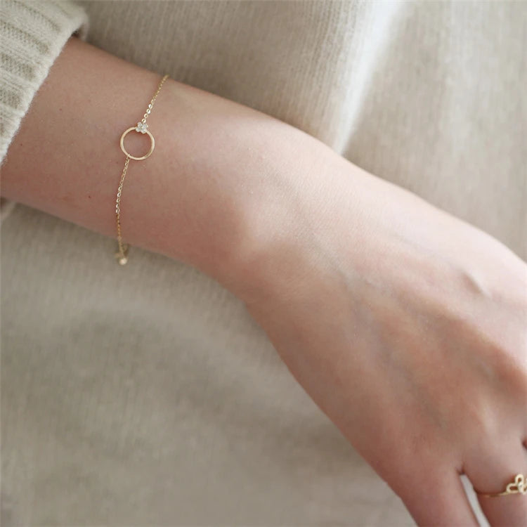 Customized Trendy Jewelry Designer Gold Plating Circle Charm Bracelet