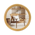 60cm Literary and Retro Style Handmade Rattan Mirror Home Home Wall Decoration Circular Pendant Hanging
