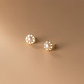 18K Gold Plated 925 Sterling Silver Cubic Zircon Freshwater Wedding Stud Earrings for Girls Women Gifts
