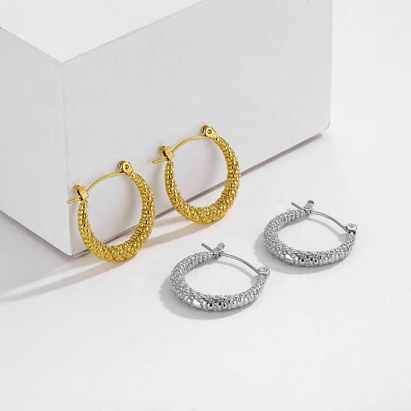 Korean Ear Stud Stainless Steel 18k Gold Plated Delicate Minimalist Silver Earrings Fringe Hoops Earrings