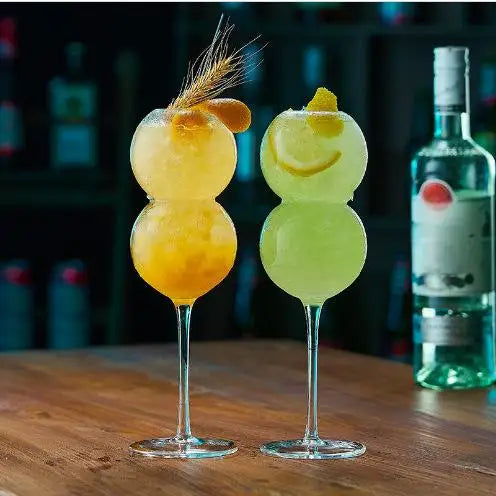 Handmade Classic Double Ball Shape Cocktail Glasses with Custom Logo Unique and Creative Bar Party Goblets for Gifts