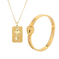 Concentric Lock Jewelry Set Necklace and Bracelet Set Stainless Steel Couples Jewelry Set
