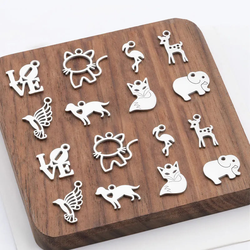 In Stock/Custom Stainless Steel Animal Charm Cat Dog Flamingo Elephant Pendants for Necklaces Bracelets DIY Jewelry  Accessories