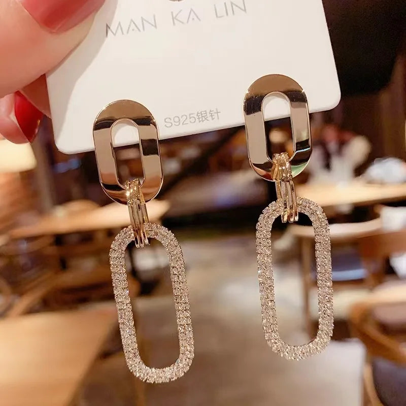 Hot Selling Fashion Trendy Needle Earrings Geometric square Shape Drop Earrings for  Female Gifts