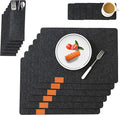 Felt Placemats Durable Material Easy-Cleaning Felt Placemats with PU Leather Logo Felt Placemats Set with Coaster Cutlery Bag