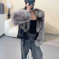 New Coming Leather Fur Coat Women Leather Coat With Fur Trim Winter Coat