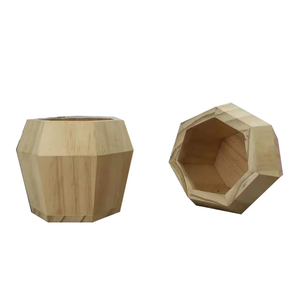 New Design Home Decoration Diamond Shape Wooden Plant Barrel Bucket Wood Flower Box MegaBDM