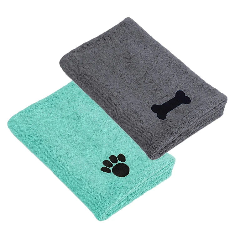 Custom Logo Eco-Friendly Coral Fleece Dog Bath Towel Dry Absorbent Hair Cleaning for Pets