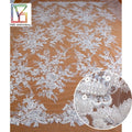 New Luxury White Bridal Embroidery Tulle Beads Lace Fabrics With Shiny Sequins for Wedding Dress