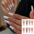 24pcs Long Ballerina Half French Acrylic Nail Tips Press on Nails Full Cover Manicure Beauty Tools Professional Nails