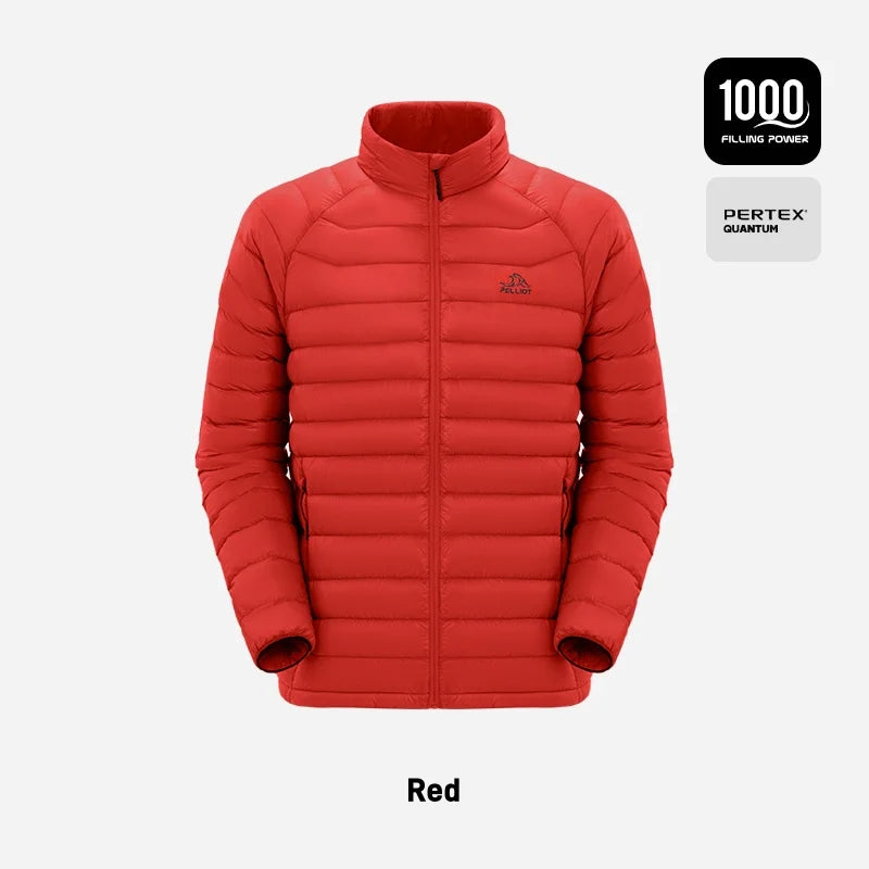 Pelliot Men's Ultra-Light Coated Goose Jacket 95% Down 1000 Fill Anti-Cold Stand Zipper for Camp Casual Mountain Climbing