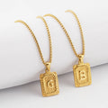 Fashion Yellow Gold Plated Box Chain Alphabet Letter Pendant Initial Necklace Jewelry Men Women