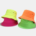 2022 New Fashion Women Men Fluorescent Orange Yellow Green Hats Colorful Neon Bucket Hat 100% Cotton