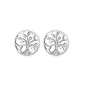 Mini Round Shape Disc 925 Sterling Silver Tree of Life stud Earrings