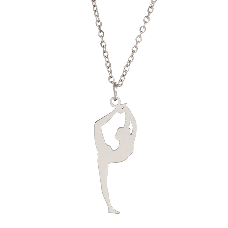 Fashion Stainless Steel Gymnastics Sporty Pendant Necklace Real 18k Gold Plated Girls Jewelry Custom Sporty Necklace for Women