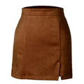High-waisted Wholesale Solid Color Women's Basic Faux Leather Tiered Mini Skirt