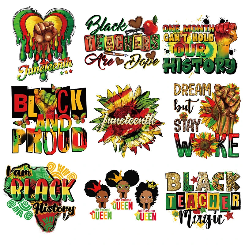 Black History Custom Iron on Patches Decals Plastisol Clear Film Ready to Press Screen Print Dtf Transfers for T Shirts