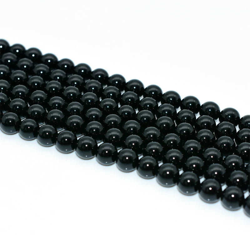 Natural Black Onyx Loose Beads 4/6/8/10/12/14/16mm Sizes for Jewelry Making