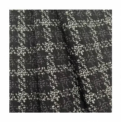 New Design Black White Checkered Stretch Spandex Jacquard Fabric Tweed  Weave Fabric for Suits