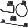 Modern Brushed Stainless Steel 5-Piece Matt Black Bathroom Hardware & Accessories Set with Towel Bar for Home Hotel Apartment