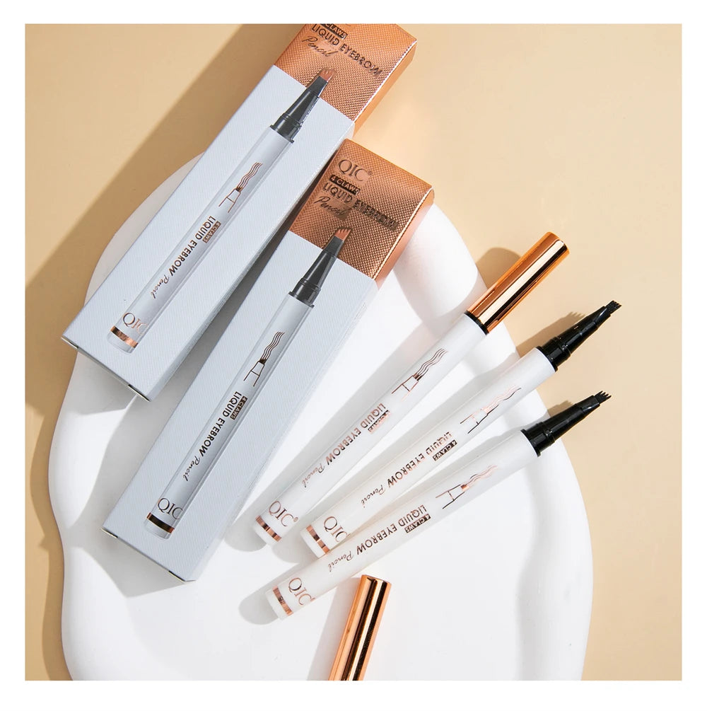 4 Fork Liquid Eyebrow Pencil Long-lasting Waterproof Custom logo Natural Eyebrow With 6 Colors
