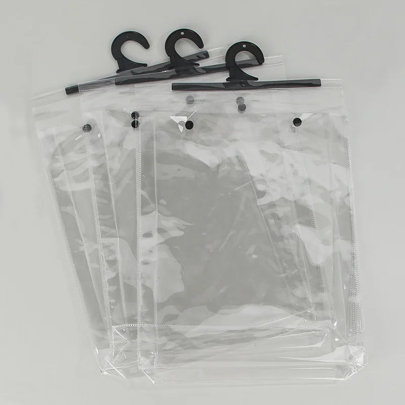 Custom Pvc Poly Bag With Hanger Hook Manufacture PE Nylon Plastic Underwear Garment Cloth Package Storage Hanger Bag With Button