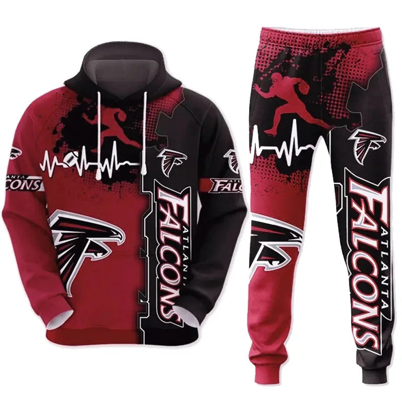 Trending Hot Clothing Printed Warm Hooded Sweater Knit Sport Style Casual Two Piece Set Women