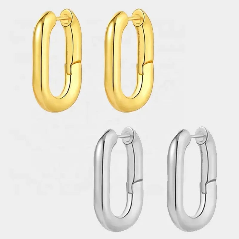 Minimalist Design Rounded Corner U-shaped Embrace Brass With 18k Real Gold Plating Earrings