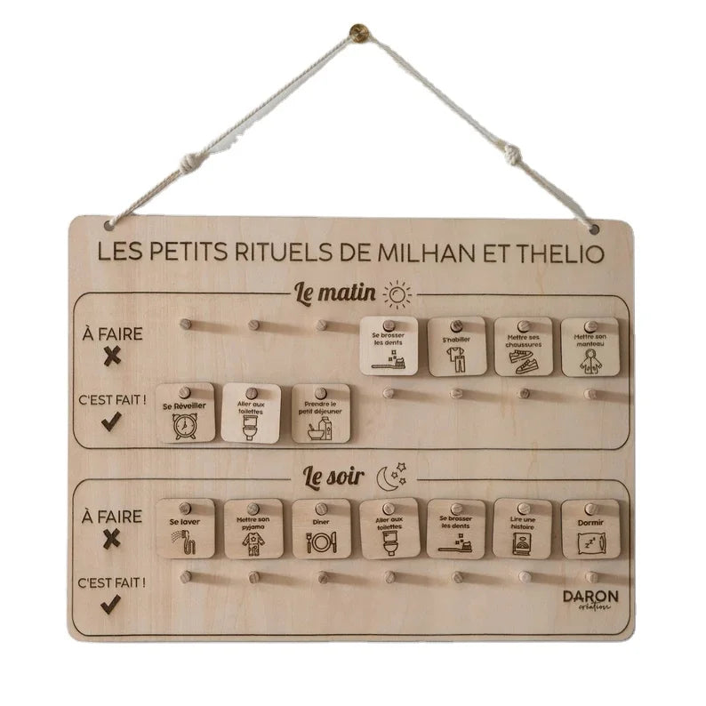 Wooden Daily Weekly Monthly Calendar to Do List Responsibilities Board Task List for Kids