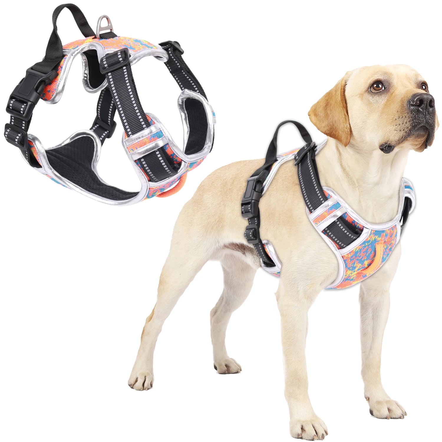 Outdoor Tactical Dog Training Harness Dog Walking No Pulling Reflective Leather Nylon Polyester Pet Working Vest Easy Control