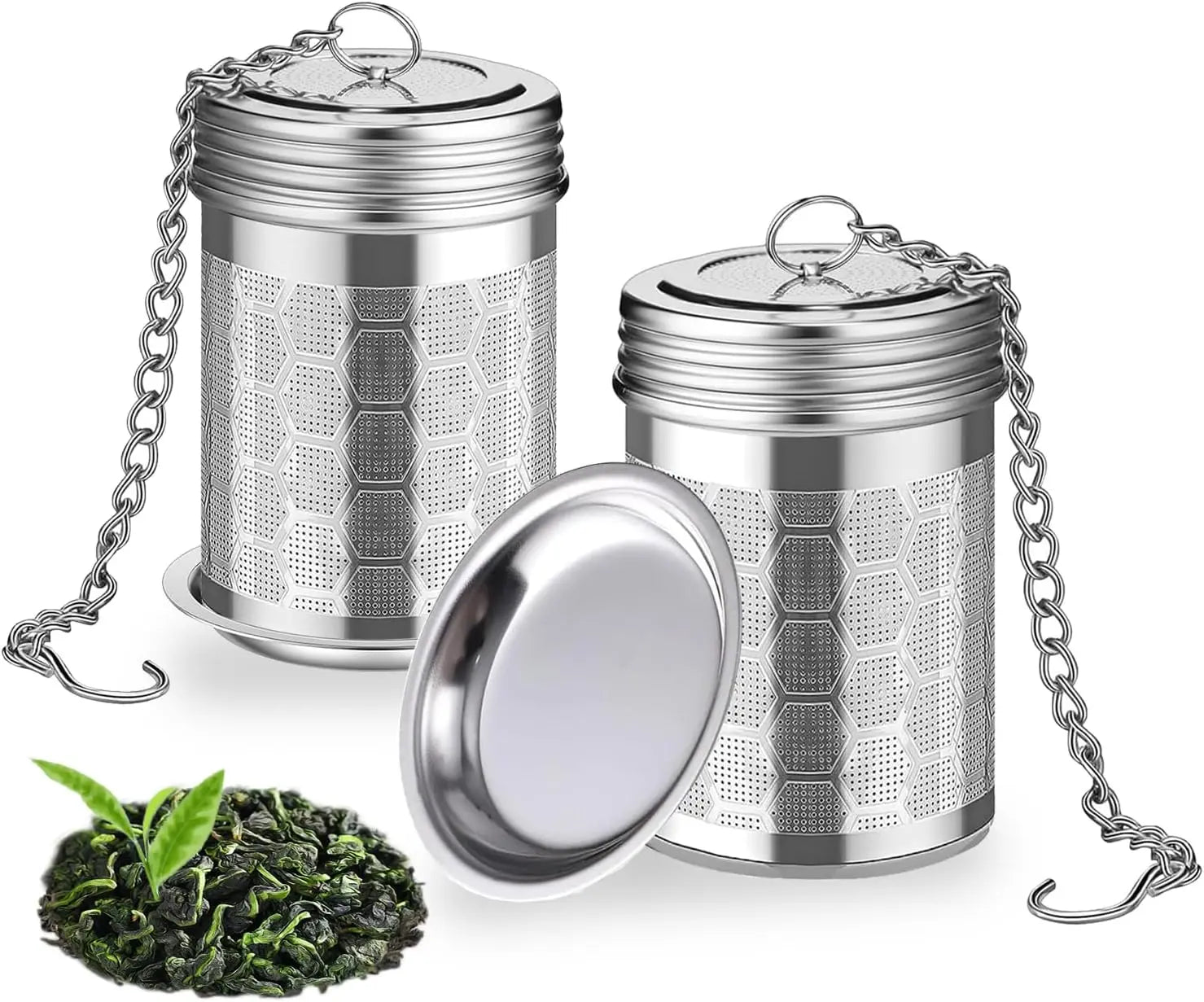 Customizable Logo Tea Brewer Set Creative Style Polished Silver Stainless Steel Reusable Tea Ball Skimmer Filter Coffee Tea