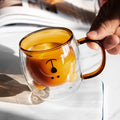 Wholesale Handmade Transparent Double Wall Eco-Friendly Cute Borosilicate Glass Bear Coffee Mug with Hand Grip 250ml