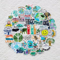 50pcs Nature Green Stickers Protect the Earth Stickers Environmental protection Signs Pull Rod Box Book Stationery