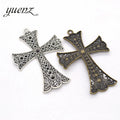 YuenZ Antique Silver Color Cross Charms Plated Pendants Jewelry Making DIY Handmade Craft 72*49mm T04
