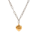 J&D 18k Gold Stainless Steel Two-Tone Heart Pendant Necklace 50+5cm