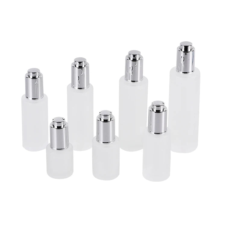 Good Product Refillable 20/30/40/50/60/80/100ml Frosted Round Essential Oil Glass Push Button Dropper Bottle Screen Printing