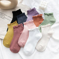 Solid Color Women's Casual Crew Short Socks Light Cut Fresh Loose Rolled Edge Anti-Slip Breathable Knitted for Spring Season