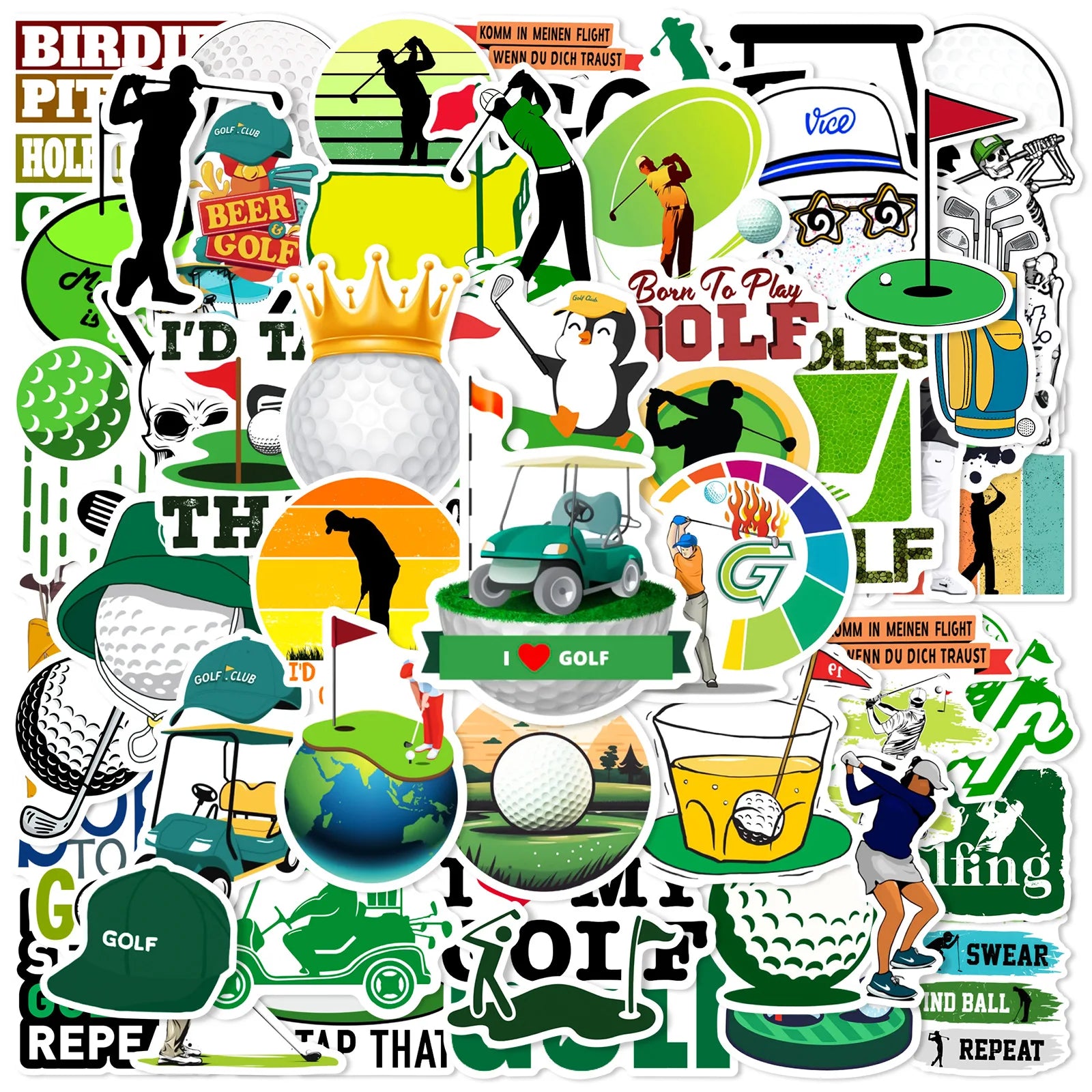 50PCS Sport Funny Golfing Time Play Golf Ball Sticker