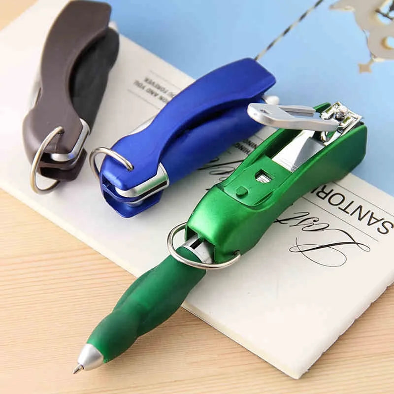Nail Clippers Folded Ball Pen Popular Seller Promotional Multi Function Plastic Ballpoint Pen Customer's Logo Normal Refill Blue